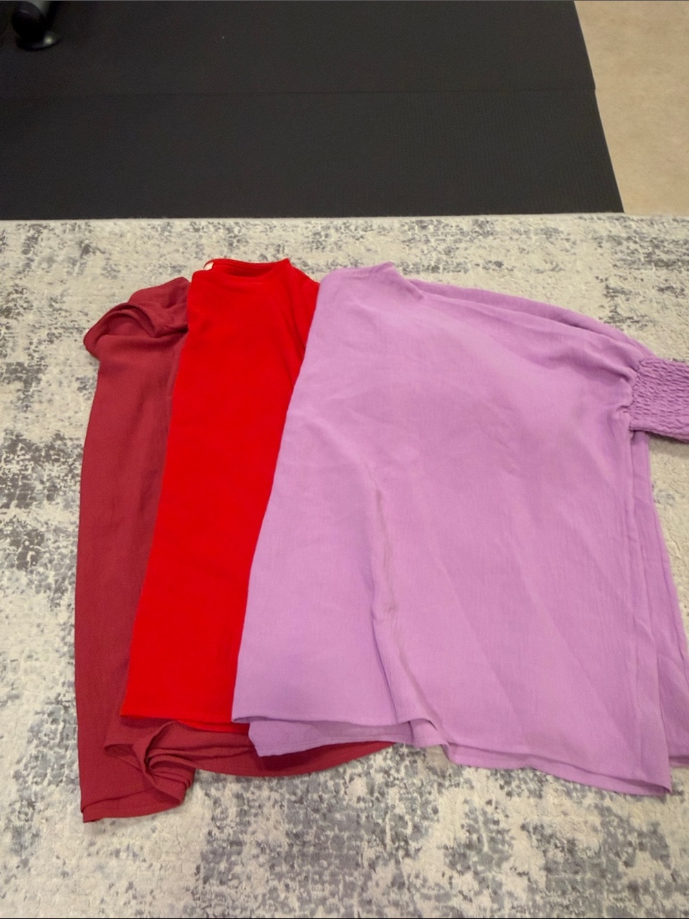 Women's Three-Piece Blouse Set in Lavender, Red and Maroon